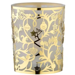 * Candle- & Tealight Holders|Tealight Glass "Christmas In The Forest" Gold