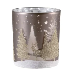 * Candle- & Tealight Holders|Tealight Holder "Deer In The Forest" Taupe, 10Cm