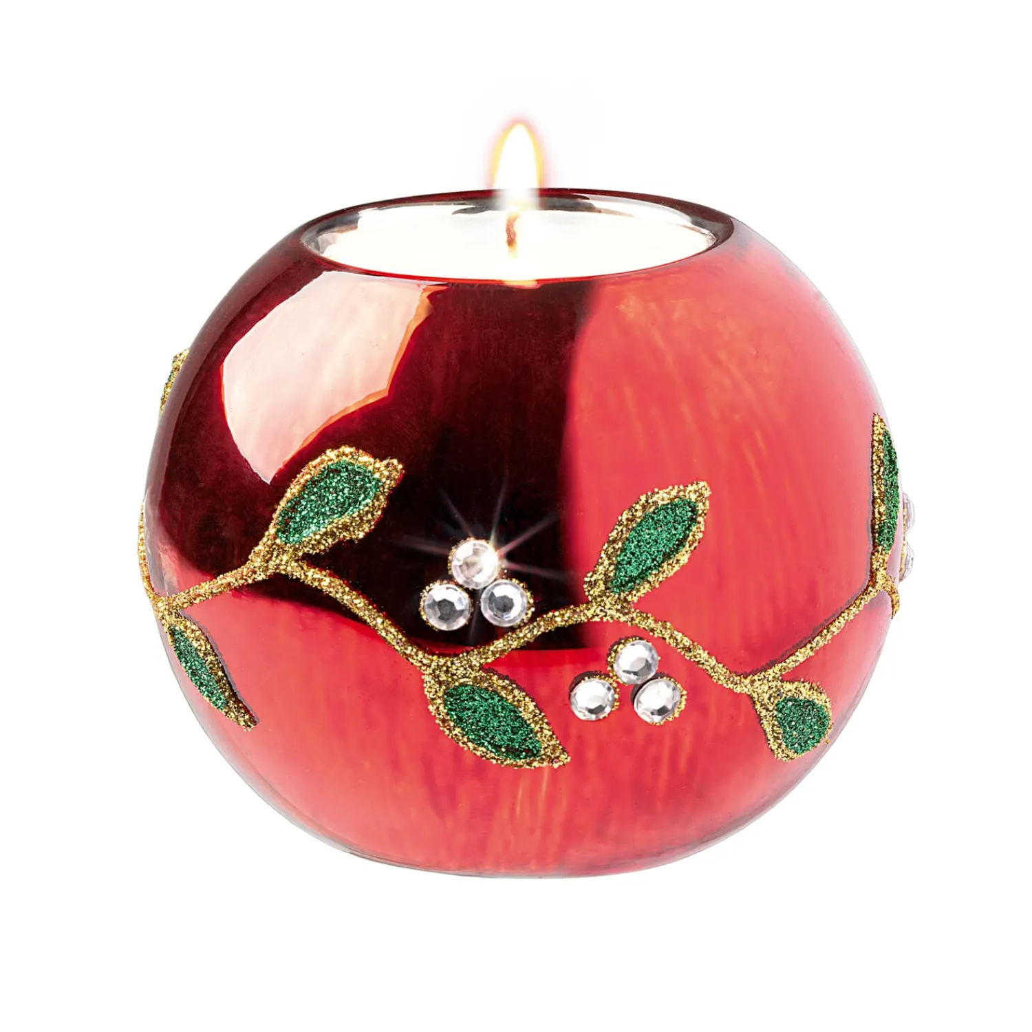 * Candle- & Tealight Holders|Tealight Holder "Glittering Mistletoe"