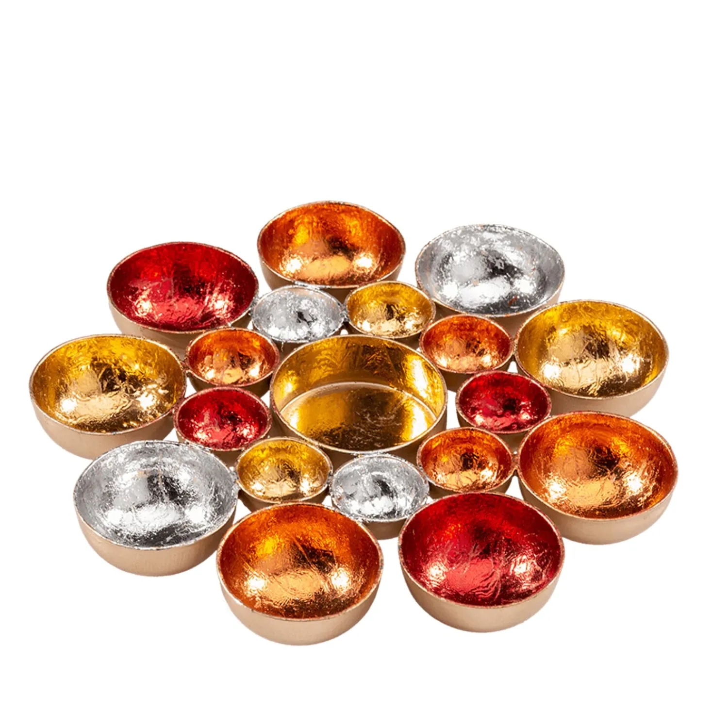 * Candle- & Tealight Holders|Tealight Holder Red-Gold, Round