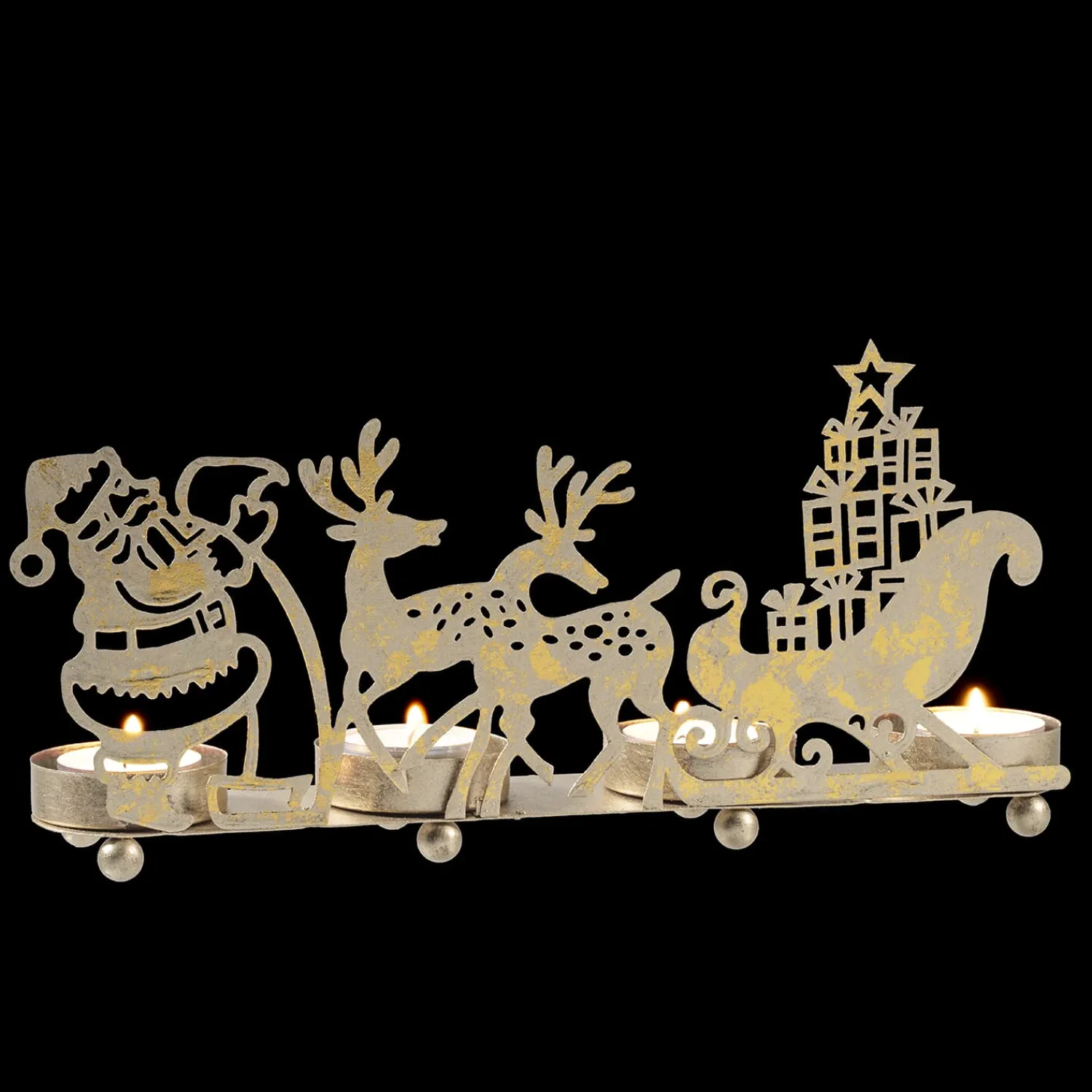 * Candle- & Tealight Holders|Tealight Holder "Reindeer Sleigh", Gold
