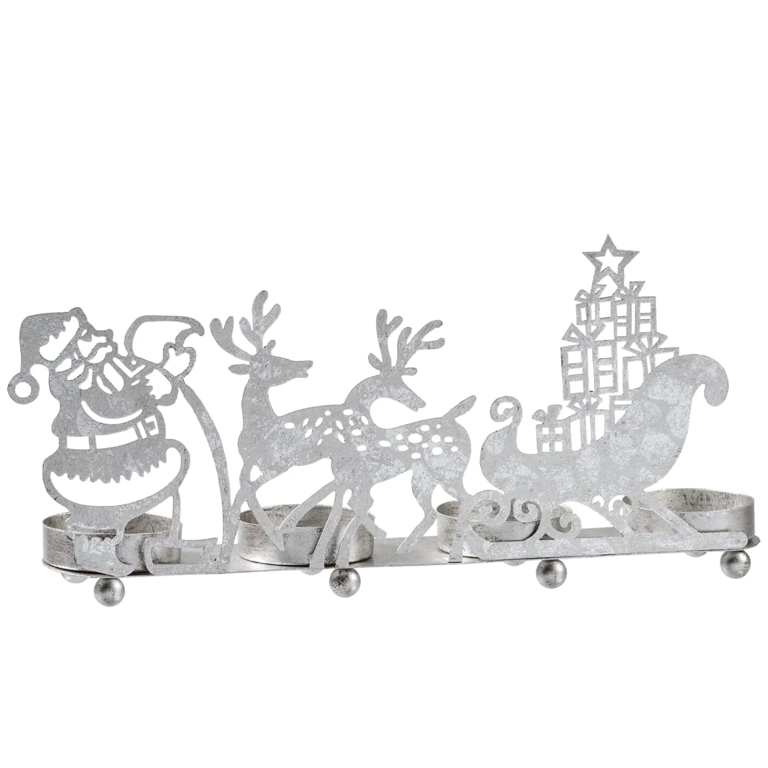 * Candle- & Tealight Holders|Tealight Holder "Reindeer Sleigh", Silver