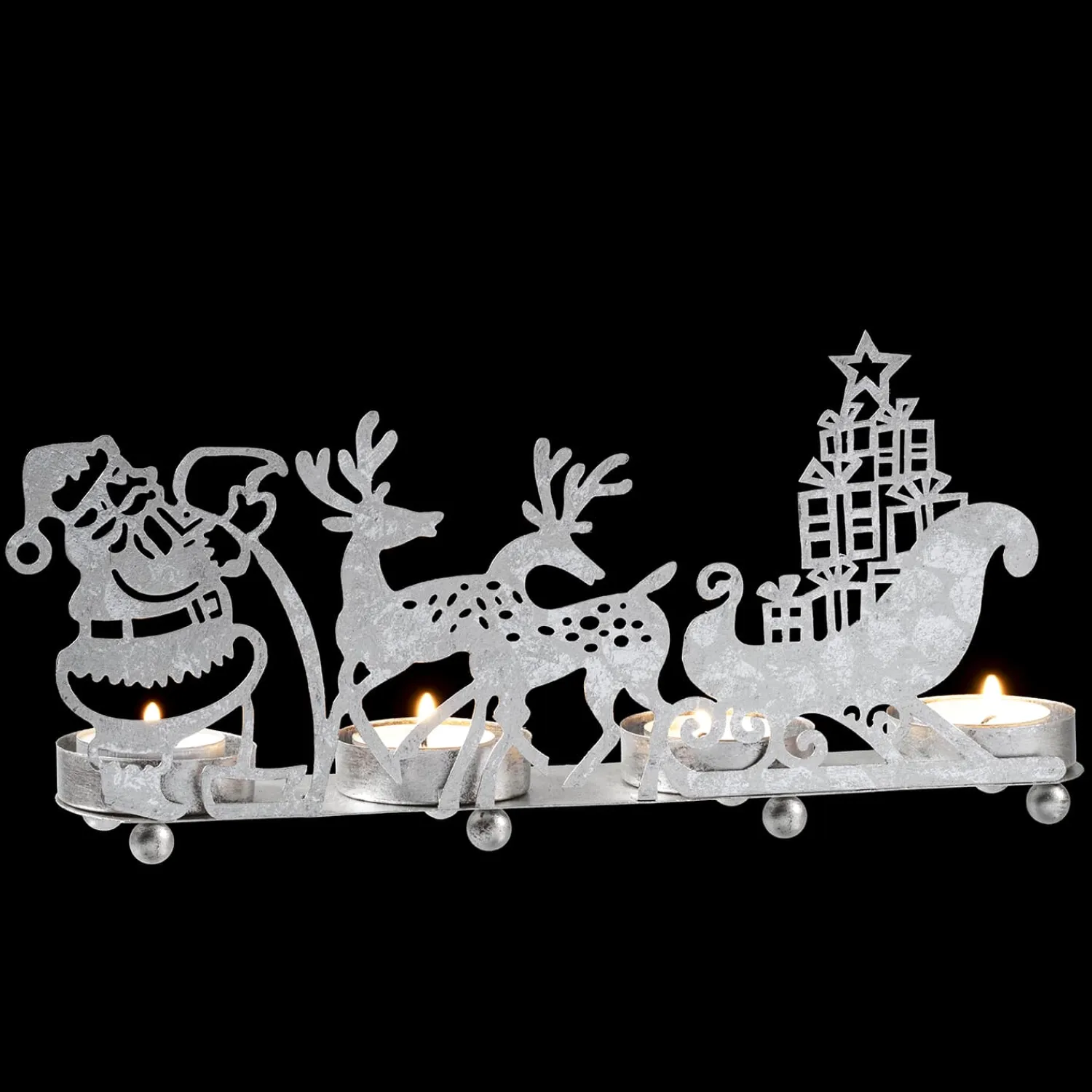 * Candle- & Tealight Holders|Tealight Holder "Reindeer Sleigh", Silver
