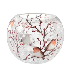 * Candle- & Tealight Holders|Tealight Holder "Robin Family" Oval, 8 Cm