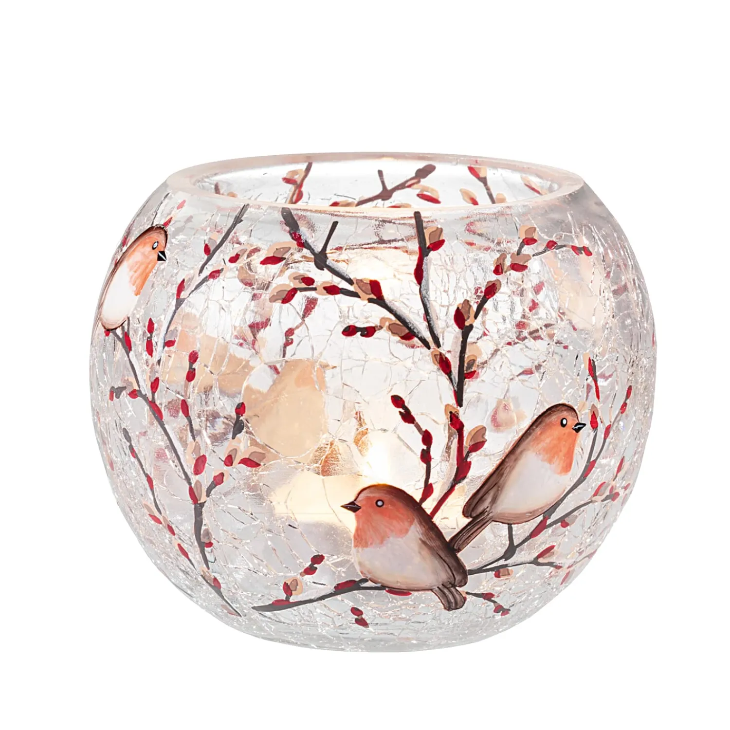 * Candle- & Tealight Holders|Tealight Holder "Robin Family" Oval, 8 Cm