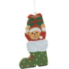 * Pewter Tree Decorations|Teddy In Christmas Boot, Green