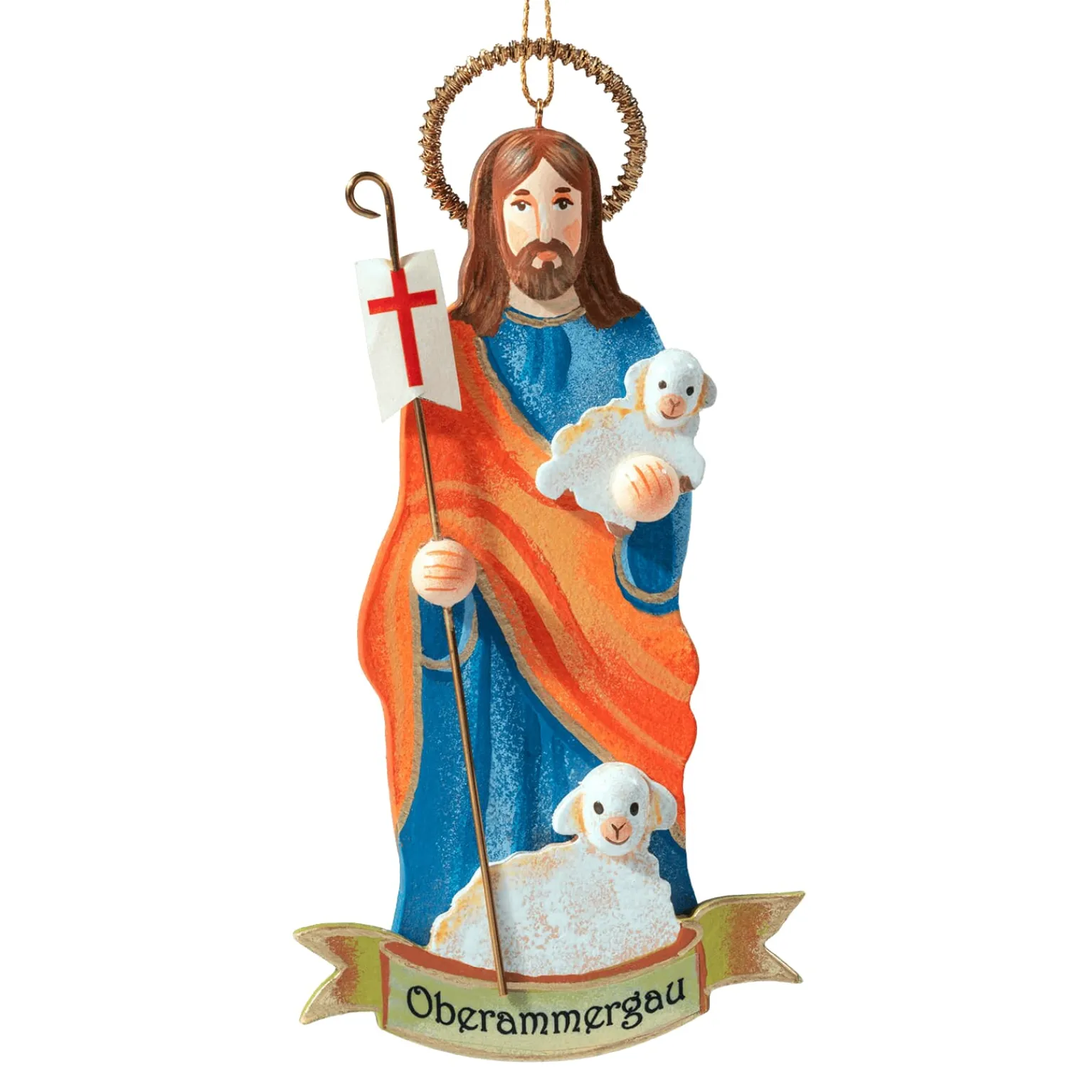 * Wood Tree Decorations|The Good Shepherd, Oberammergau