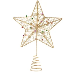 * Tree Topper|Tree Topper With Coloured Pearls, Gold