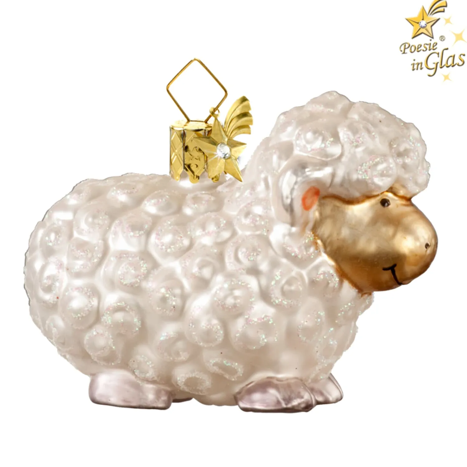 Poesie in Glas Glass Tree Decorations|White Sheep