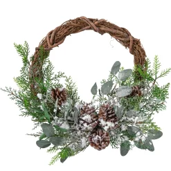 * Home Decorations|Willow Wreath With Leaves And Artificial Snow
