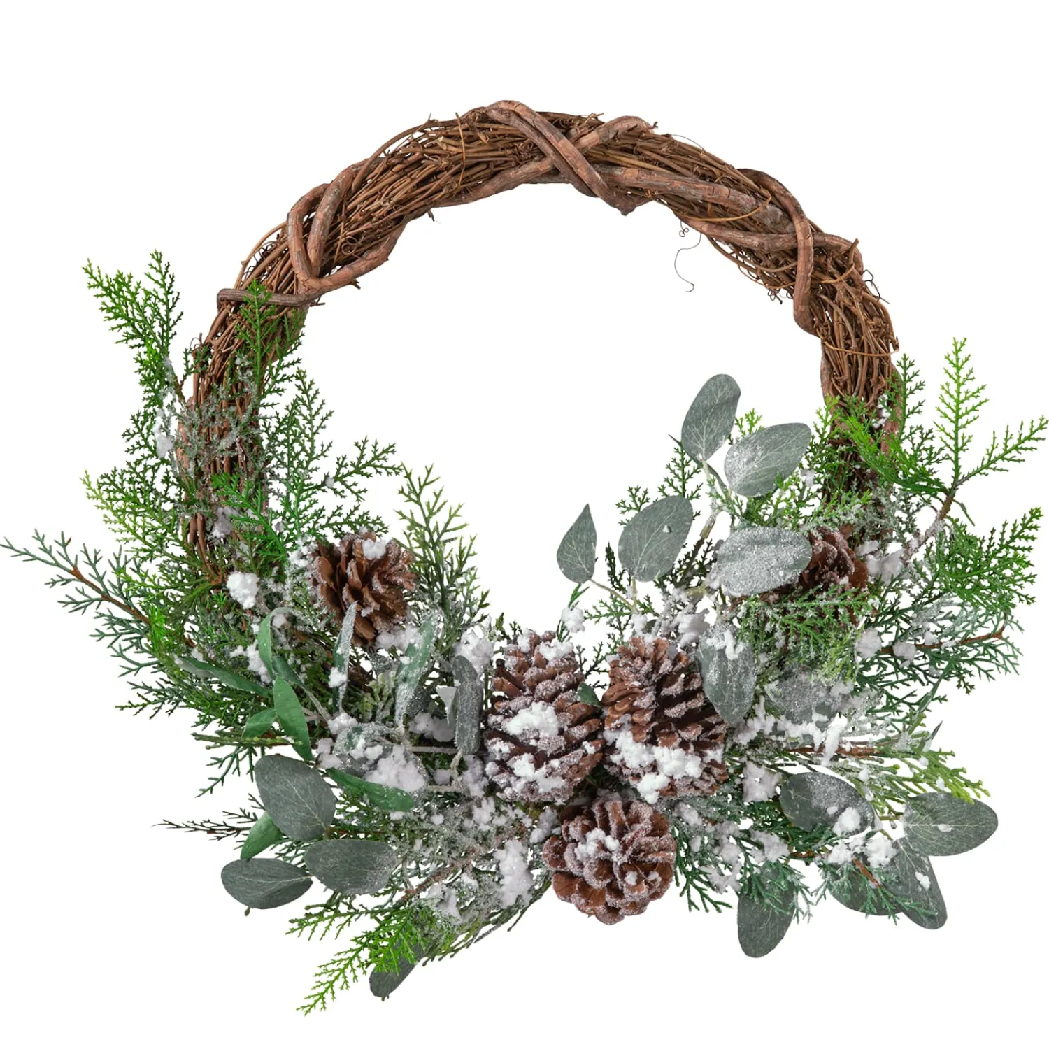 * Home Decorations|Willow Wreath With Leaves And Artificial Snow