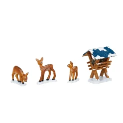 Hubrig Volkskunst Hubrig Miniatures|Winter Children Feeding Manger With 3 Deer