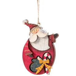* Hanging Decorations|Wooden Santa With Candy Cane